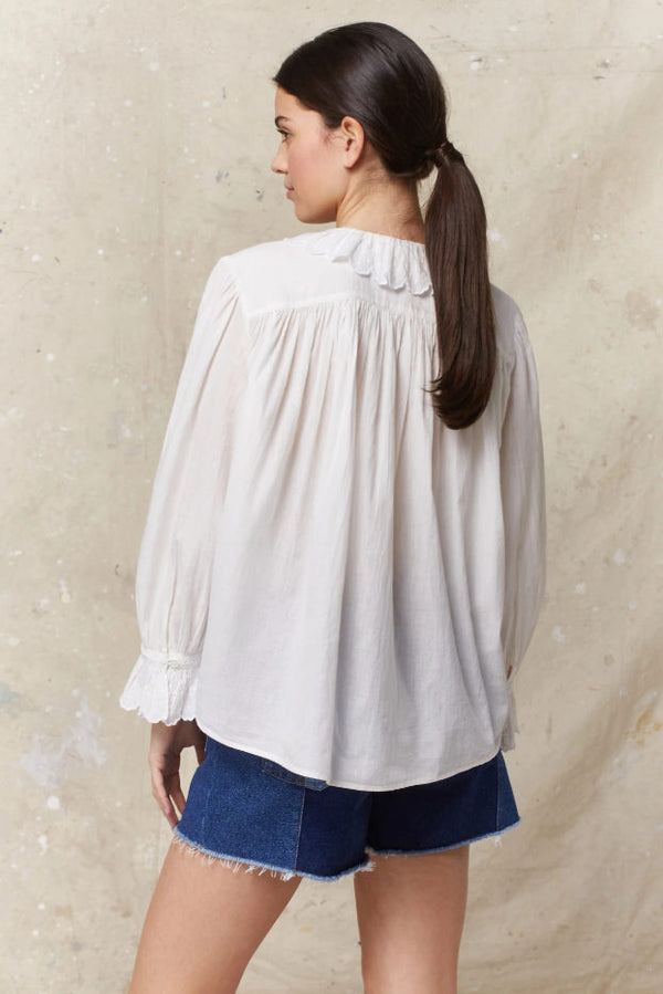 CELESTINE SCALLOPED TRIM BLOUSE