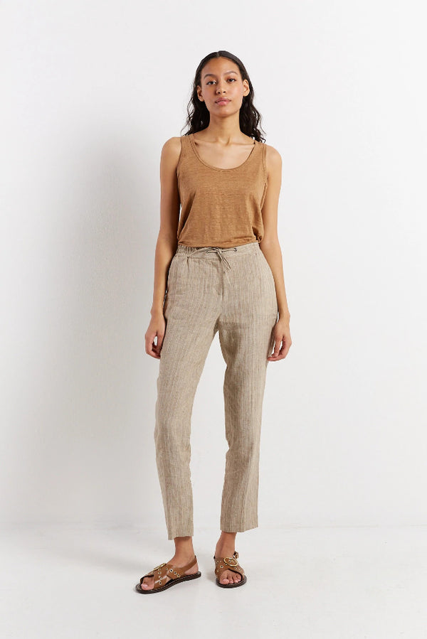 EMERY JOGGER-STYLE STRIPED LINEN TROUSERS