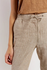 EMERY JOGGER-STYLE STRIPED LINEN TROUSERS