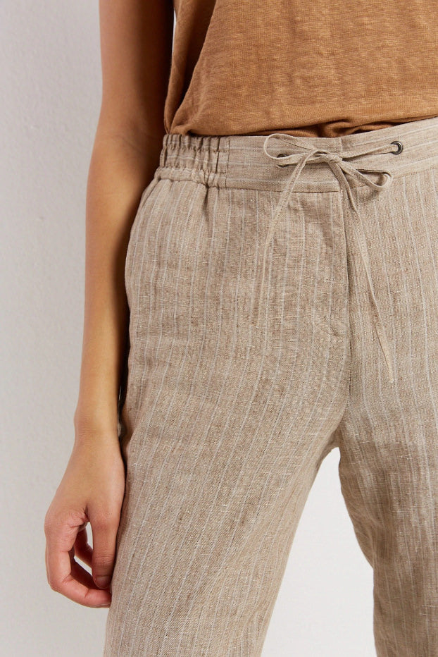 EMERY JOGGER-STYLE STRIPED LINEN TROUSERS