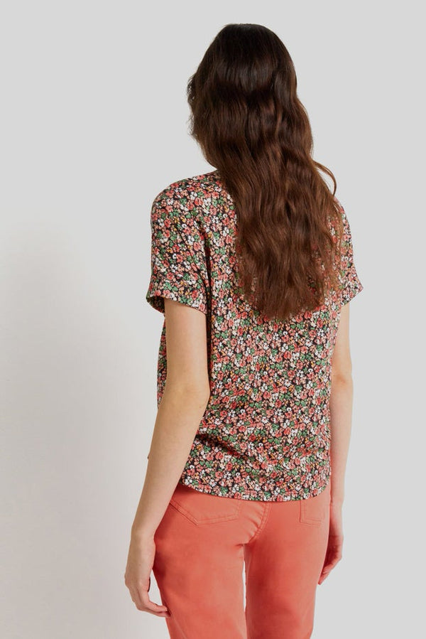 ANGE FLORAL PRINT V-NECK T-SHIRT