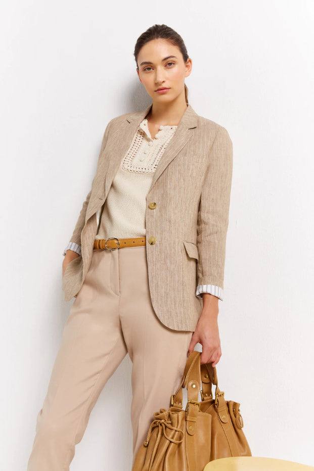 NYLA STRIPED LINEN BLAZER