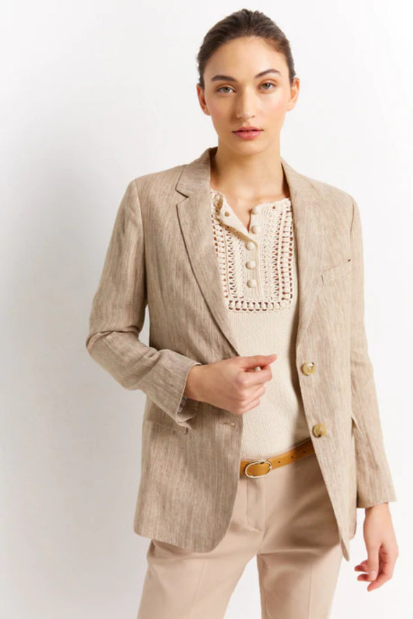 NYLA STRIPED LINEN BLAZER