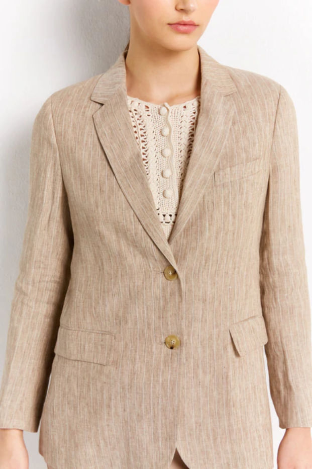 NYLA STRIPED LINEN BLAZER