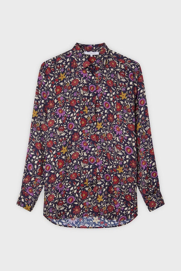 CAMERON MULTI COLOR FLORAL PRINT MIDNIGHT BLUE FLUID SHIRT