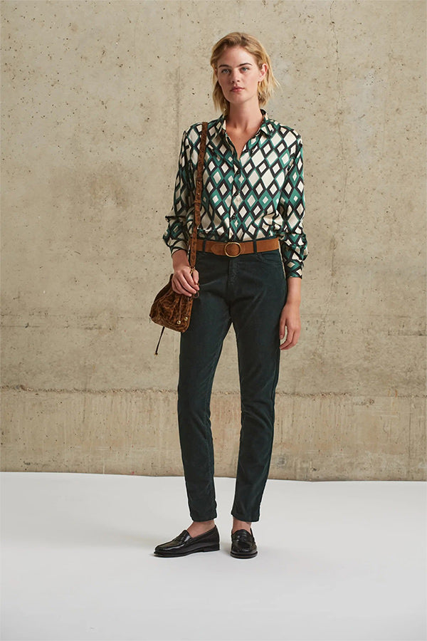 CAMERON EMERALD GEOMETRIC PRINT SHIRT