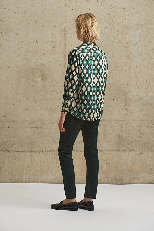 CAMERON EMERALD GEOMETRIC PRINT SHIRT