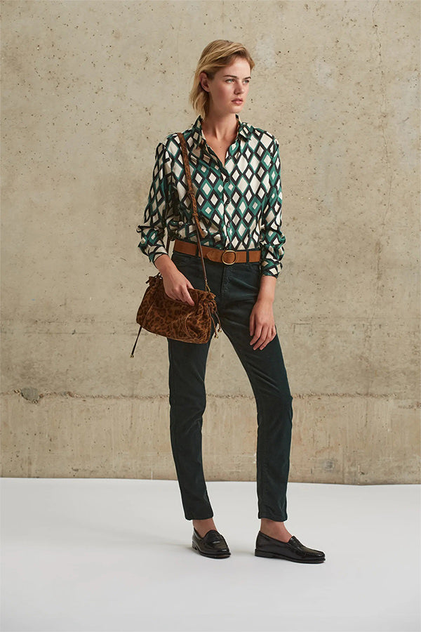 CAMERON EMERALD GEOMETRIC PRINT SHIRT