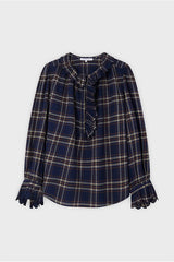 CLAIRE CHECKERED JABOT BLOUSE