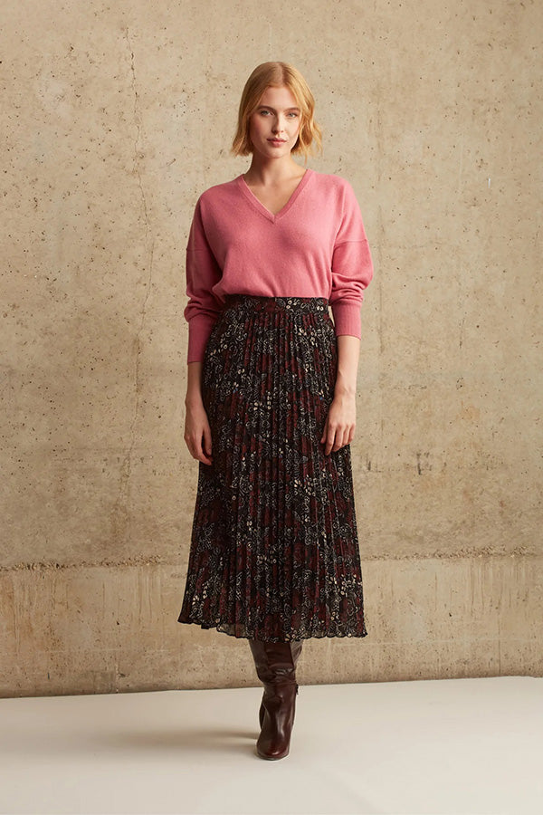 BALMA BUTTERFLY PRINT PLEATED MIDI SKIRT