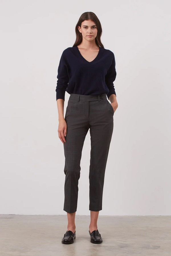 ELIASS GREY CHECKERED TAILORED CIGARETTE TROUSERS