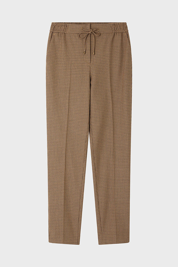 EMMA HOUNDSTOOTH DRAWSTRING ELASTICATED WAIST TAILORED PANTS