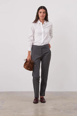 ESTER 7/8 TAILOR STYLE GREY FLANNEL TROUSERS