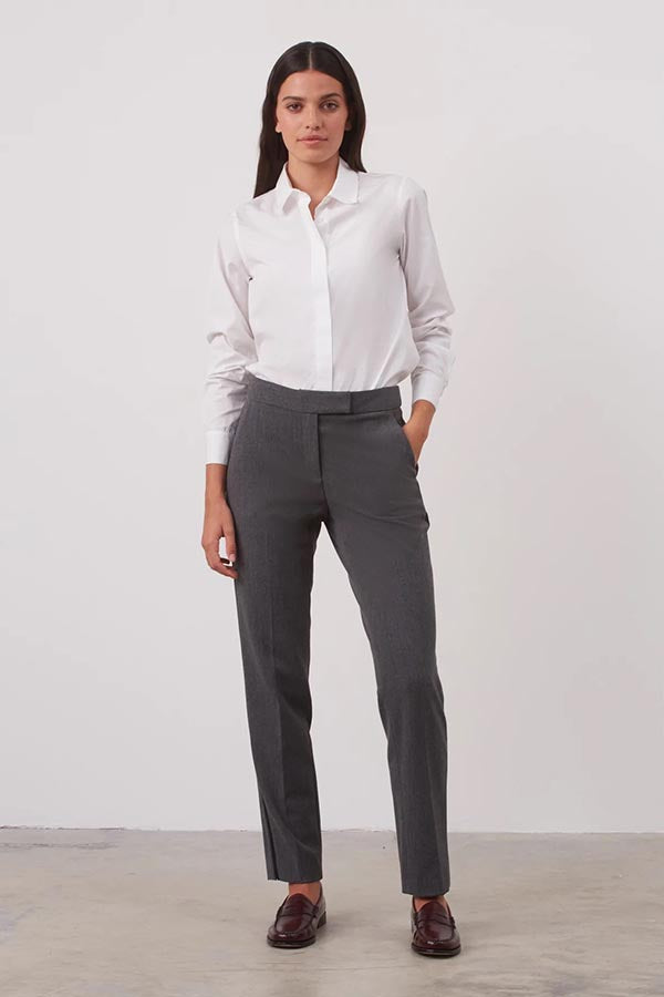 ESTER 7/8 TAILOR STYLE GREY FLANNEL TROUSERS