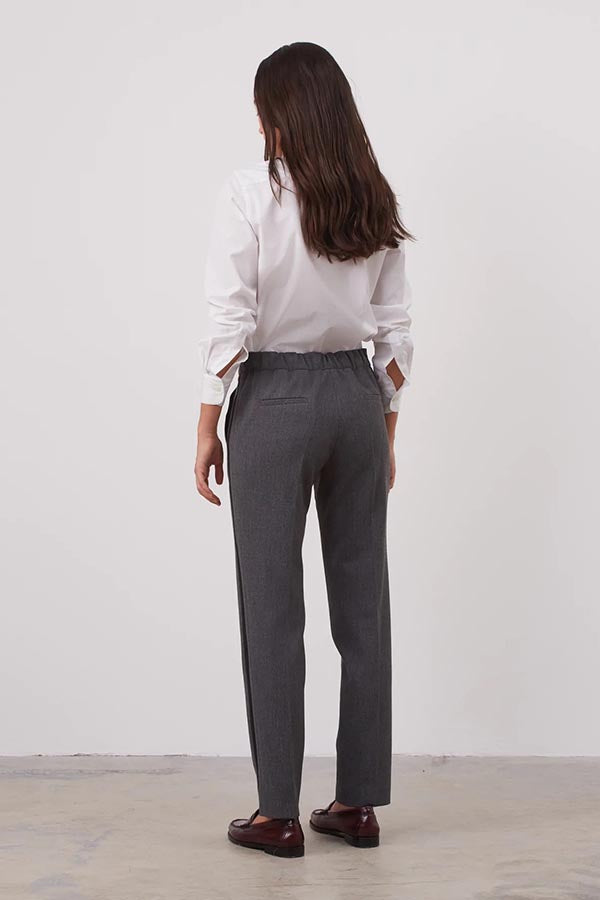 ESTER 7/8 TAILOR STYLE GREY FLANNEL TROUSERS