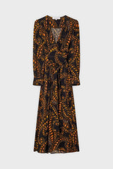 JANE 1970 FLORAL PAISLEY PRINT LONG WRAP DRESS