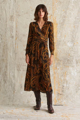 JANE 1970 FLORAL PAISLEY PRINT LONG WRAP DRESS