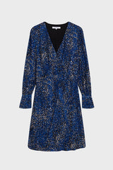 JOE FLORAL PRINT ELECTRIC BLUE CREPE WRAP DRESS