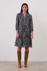 JULIA GREEN ETHNIC PRINT MUSLIN DRESS