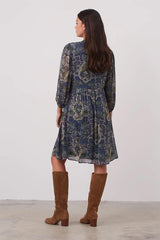 JULIA GREEN ETHNIC PRINT MUSLIN DRESS