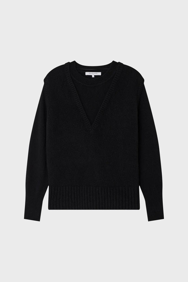 LAURA CREWNECK TROMPE L'OEIL WOOL SWEATER