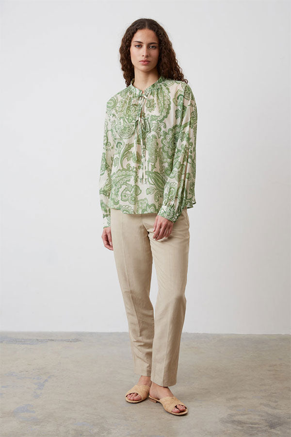 NEELS PAISLEY PRINT COTTON VOILE BLOUSE