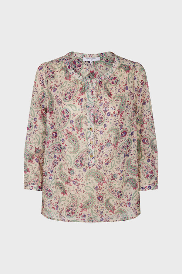 CLAUDE PAISLEY PRINT COTTON VOILE BLOUSE