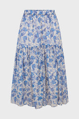 BADICE FLORAL PRINT COTTON VOILE MIDI SKIRT