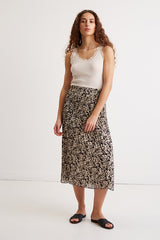 BARBARA FLORAL PRINT PLEATED CREPE MUSLIN SKIRT