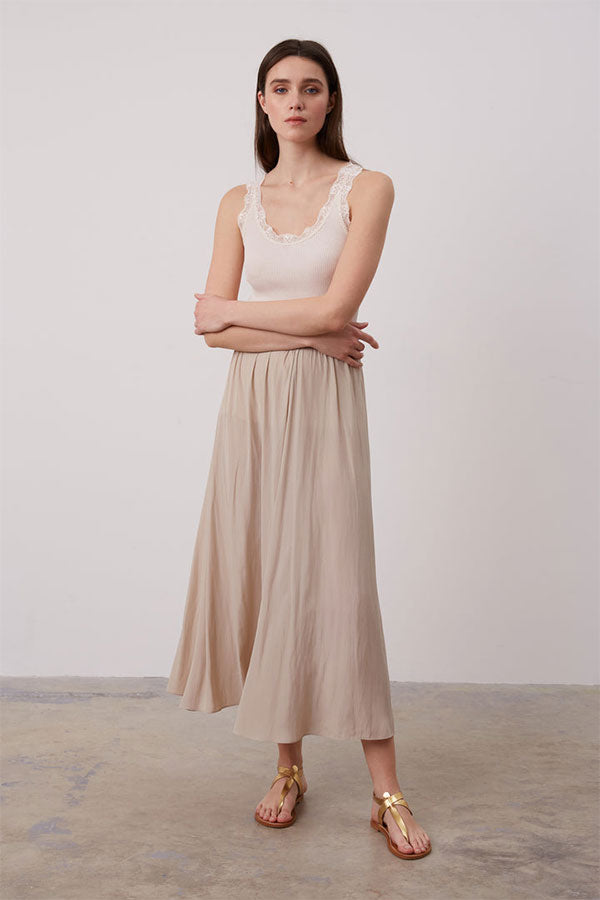 BLANCHE GATHERED SATIN FEEL MAXI SKIRT