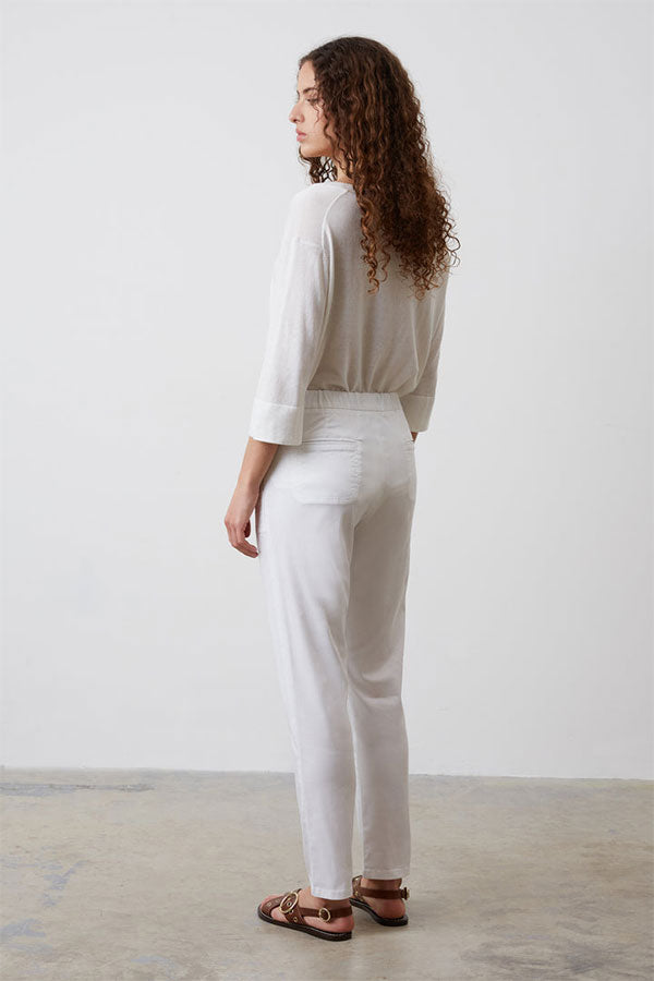 ELIZIA SLIM COTTON MIX TROUSERS