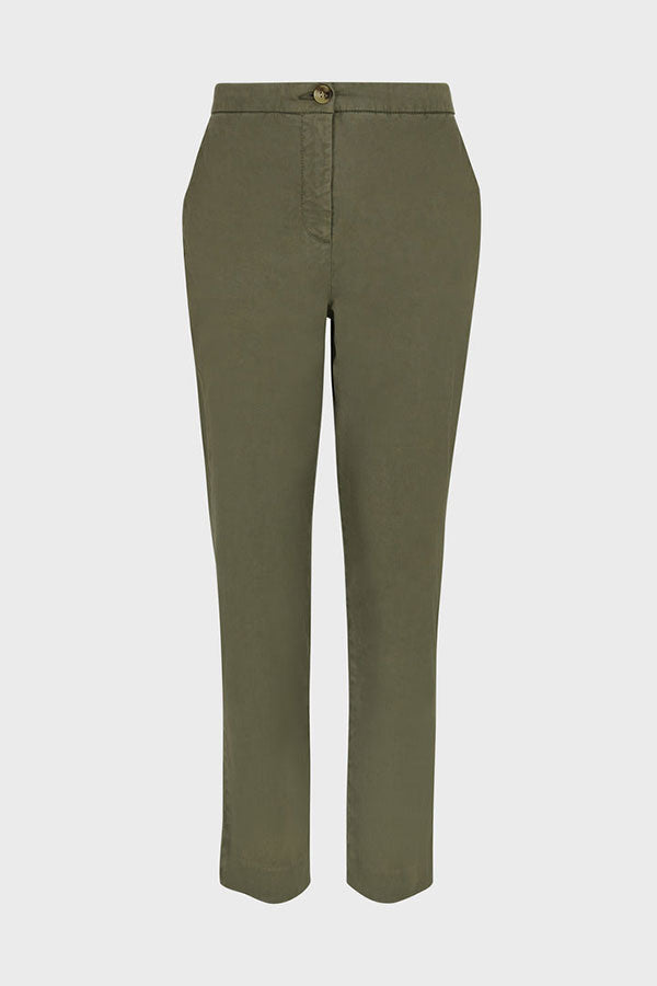 ELIZIA SLIM COTTON MIX TROUSERS