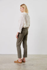 ELIZIA SLIM COTTON MIX TROUSERS