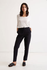 ELOAH DRAWSTRING WAIST 7/8 STRAIGHT TROUSERS