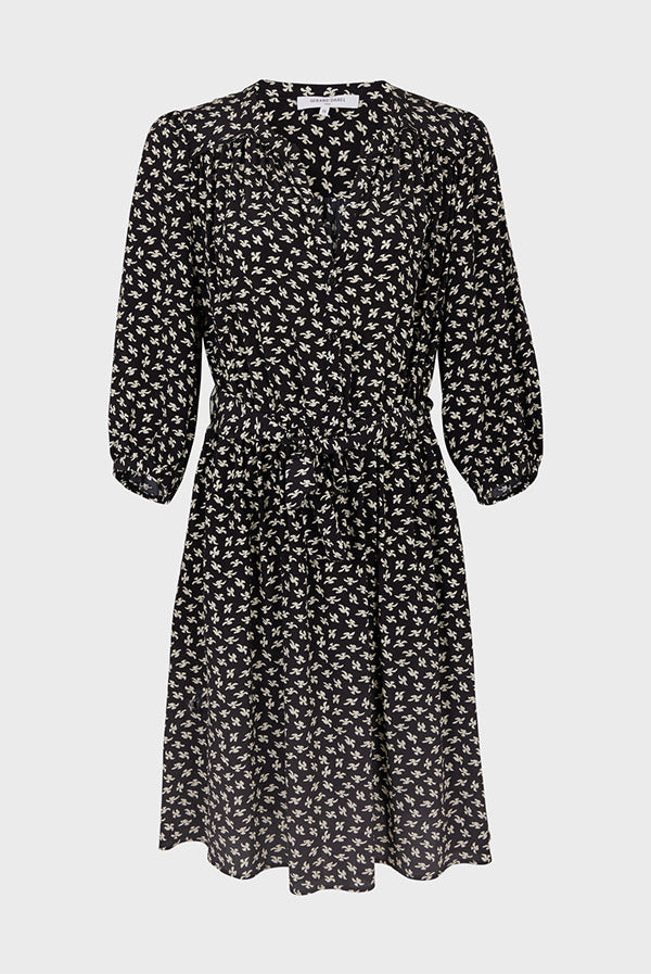 JUNON BIRD PRINT SILK DRESS