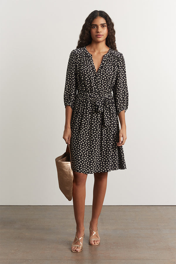 JUNON BIRD PRINT SILK DRESS