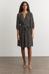 JUNON BIRD PRINT SILK DRESS