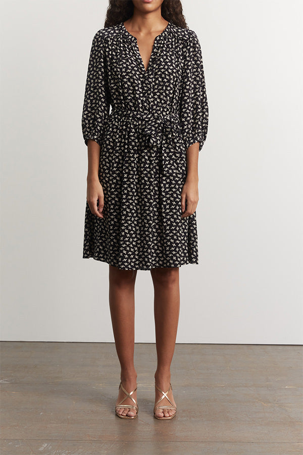 JUNON BIRD PRINT SILK DRESS