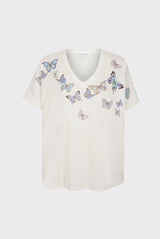 ADAM FRONT BUTTERFLY MOTIF T-SHIRT