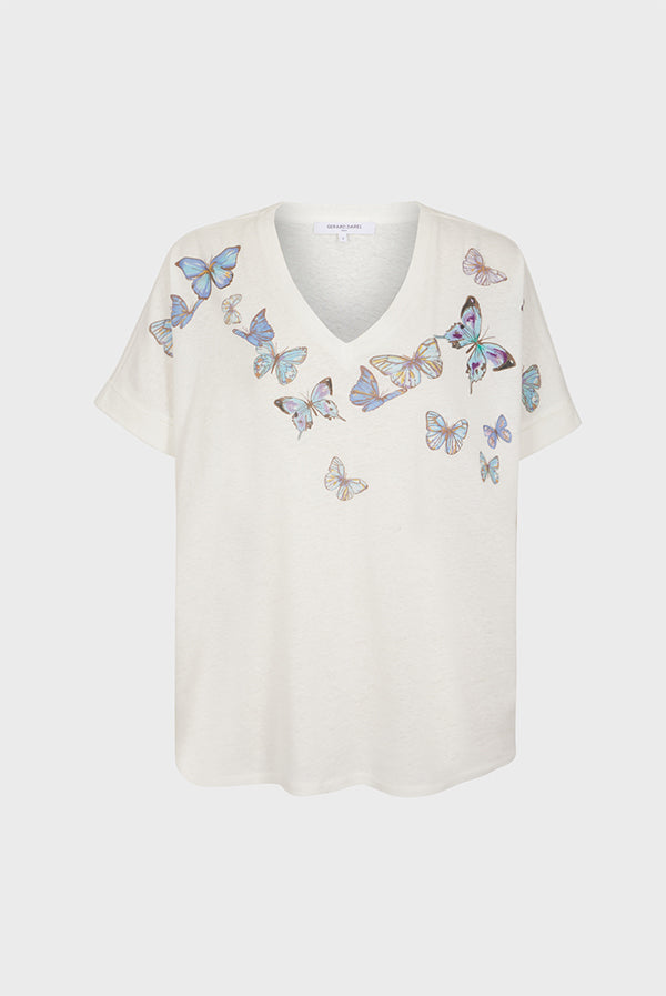 ADAM FRONT BUTTERFLY MOTIF T-SHIRT