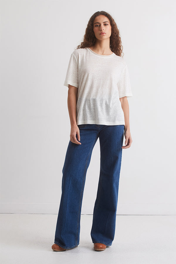 AGNES LUREX NECK LINEN T-SHIRT