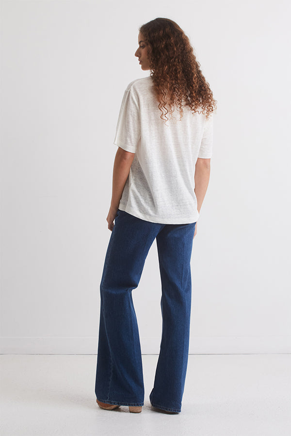 AGNES LUREX NECK LINEN T-SHIRT