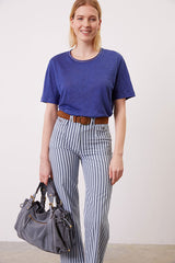 AGNES LUREX NECK LINEN T-SHIRT