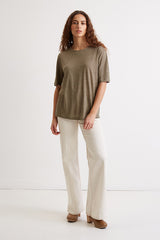 AGNES LUREX NECK LINEN T-SHIRT