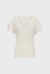 APPOLON RIBBED V-NECK SHORT SLEEVE LINEN T-SHIRT