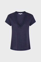 APPOLON RIBBED V-NECK SHORT SLEEVE LINEN T-SHIRT