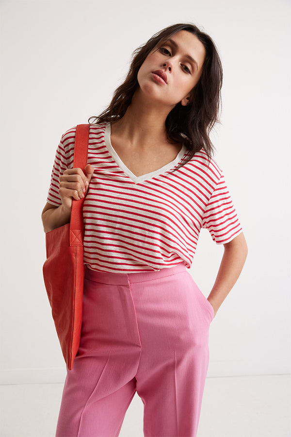 ARI STRIPED LINEN T-SHIRT