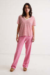 ARI STRIPED LINEN T-SHIRT