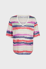 ASPEN STRIPE PRINT LINEN T-SHIRT