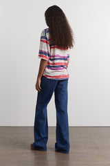 ASPEN STRIPE PRINT LINEN T-SHIRT